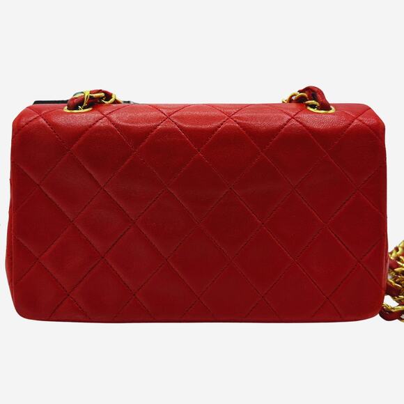 Vintage Red Chanel Lambskin Leather Small Single Flap with 24k gold-plated HW - Picture 8 of 15